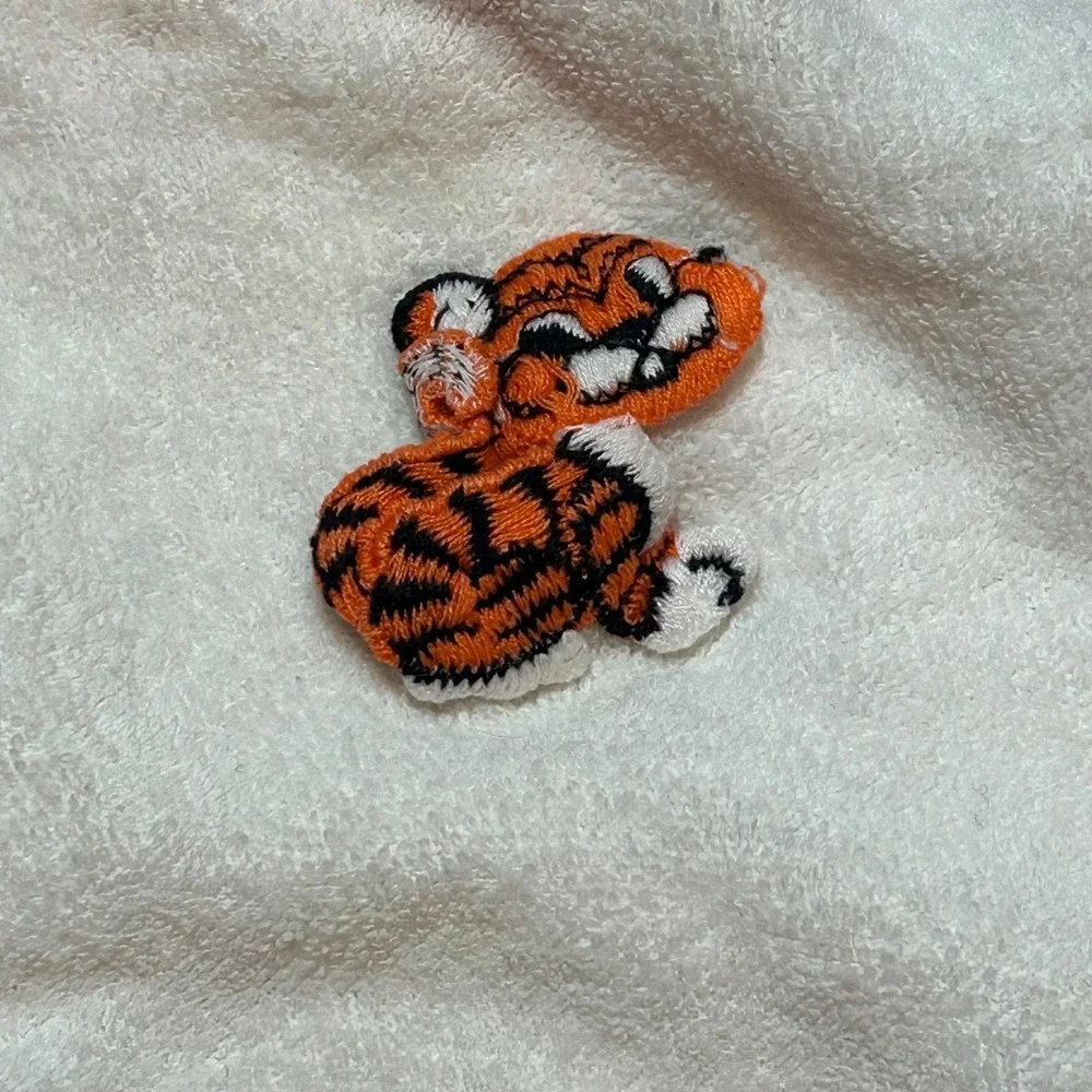 Vintage Cutler Baby Terry Cloth‎ Tiger Set White Orange Footed Pants Small